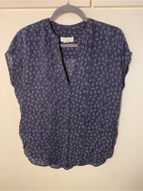 Treasure & Bond Navy Paisley V-Neck Blouse